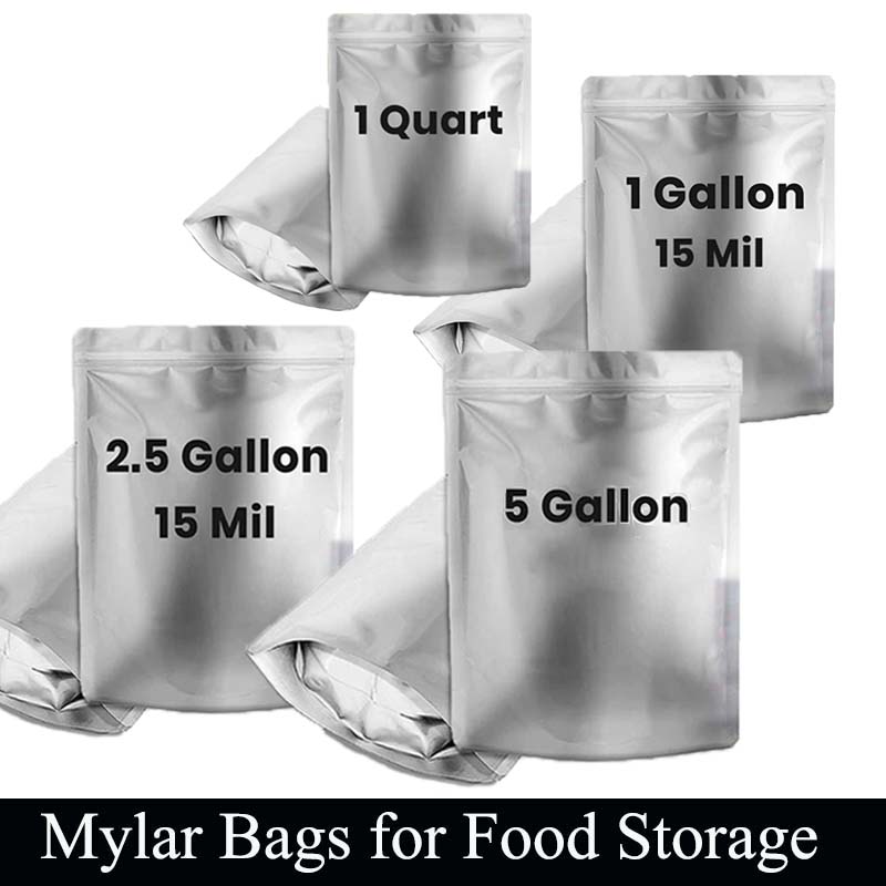 Food Storage For Long Term - 0,25/1/2,5/5 Gallon Zilveren Aluminium Mylar Zakken