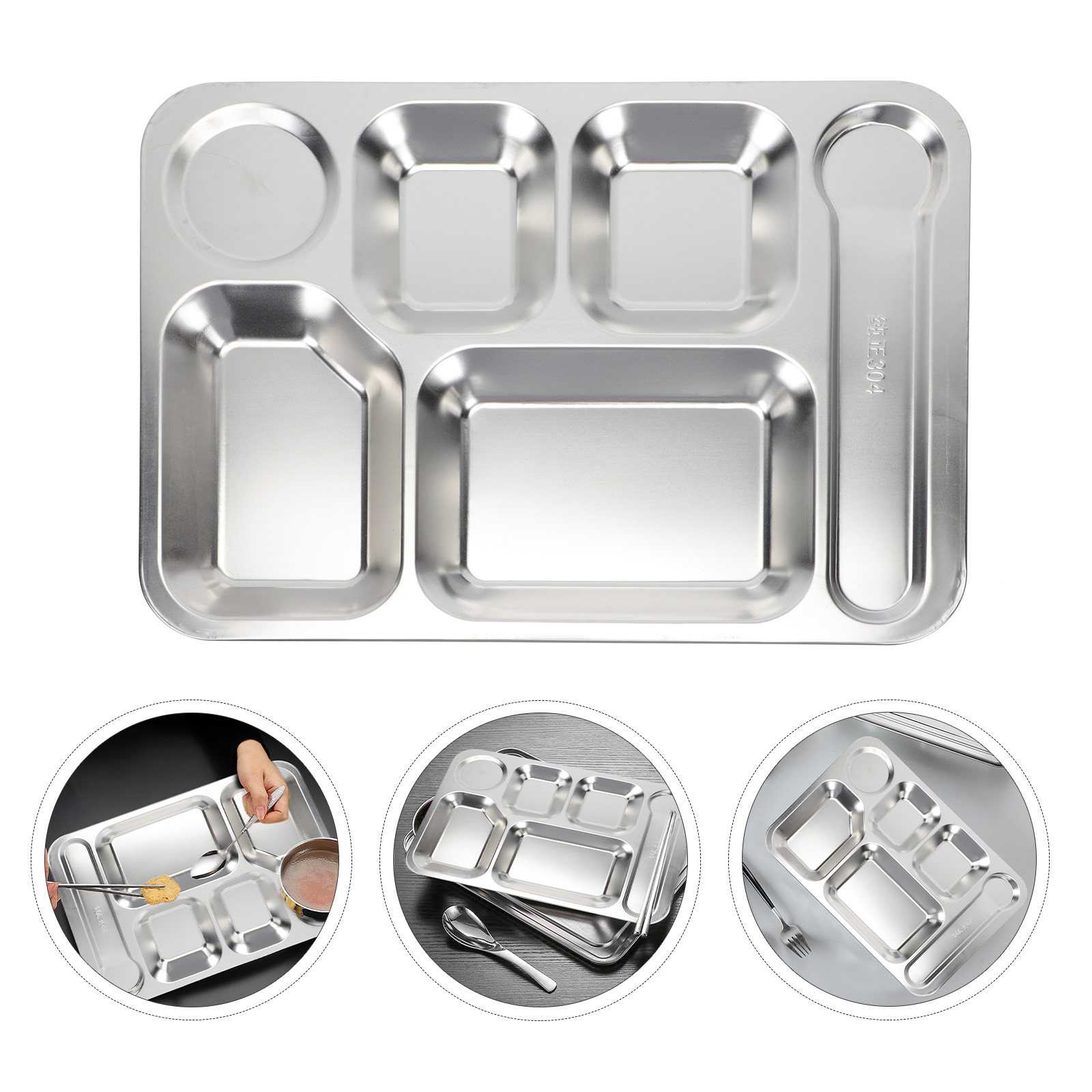 Food Storage Stainless Steel - 1 stuk roestvrijstalen lunchbak met 6
