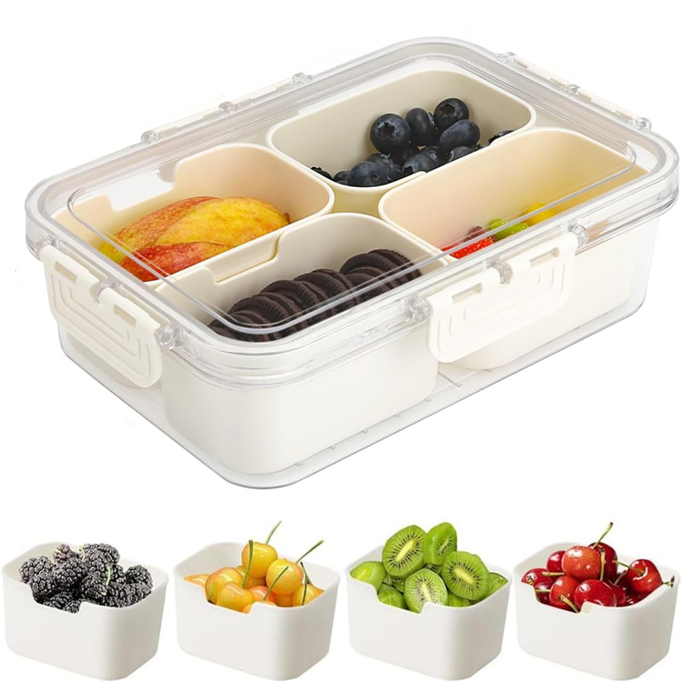 Food Storage Oven Safe - Draagbare voedselbewaarbox, snackbox, 4 compartimenten met