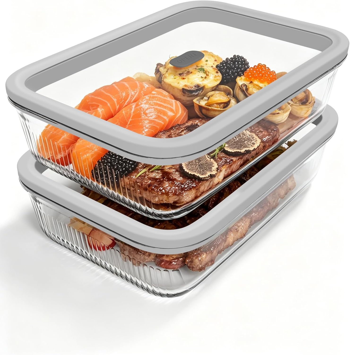 Food Storage Prep Containers - 2-pack glazen voedselbewaarcontainers met deksels van