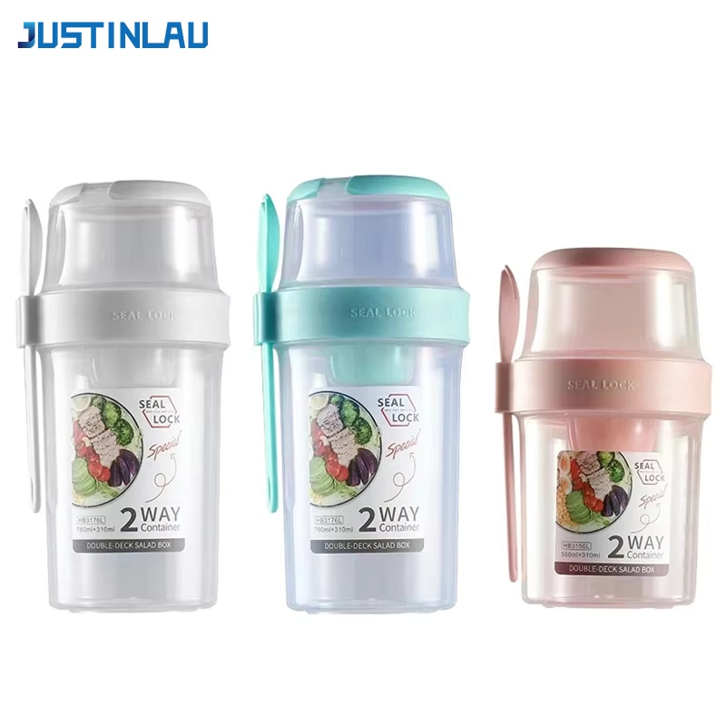 Food Storage Oven Safe - JUSTINLAU Draagbare Fitness Gewichtsverminderende Saladebeker Ontbijt