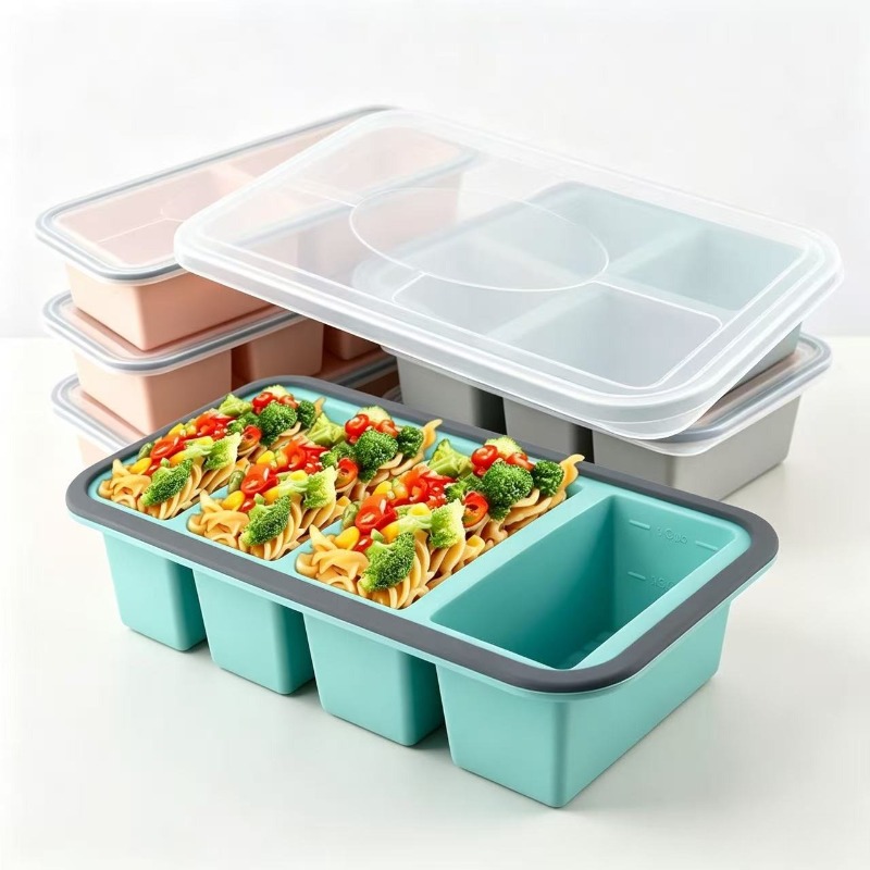 Food Storage Prep Containers - Siliconen vriesvormen met deksel, ijsblokjesbakjes voor