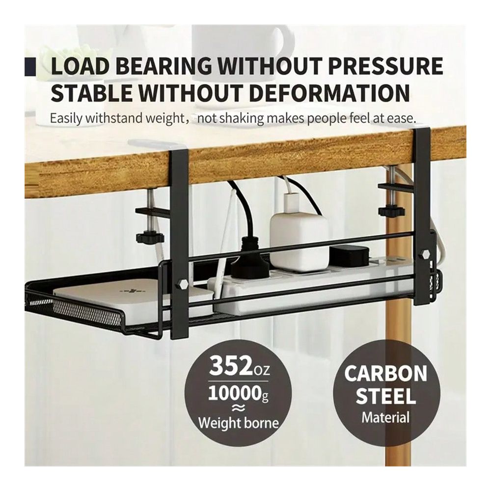 Food Storage Stainless Steel - Opbergplank/mandje voor onder het bureau, bureau-organizer,