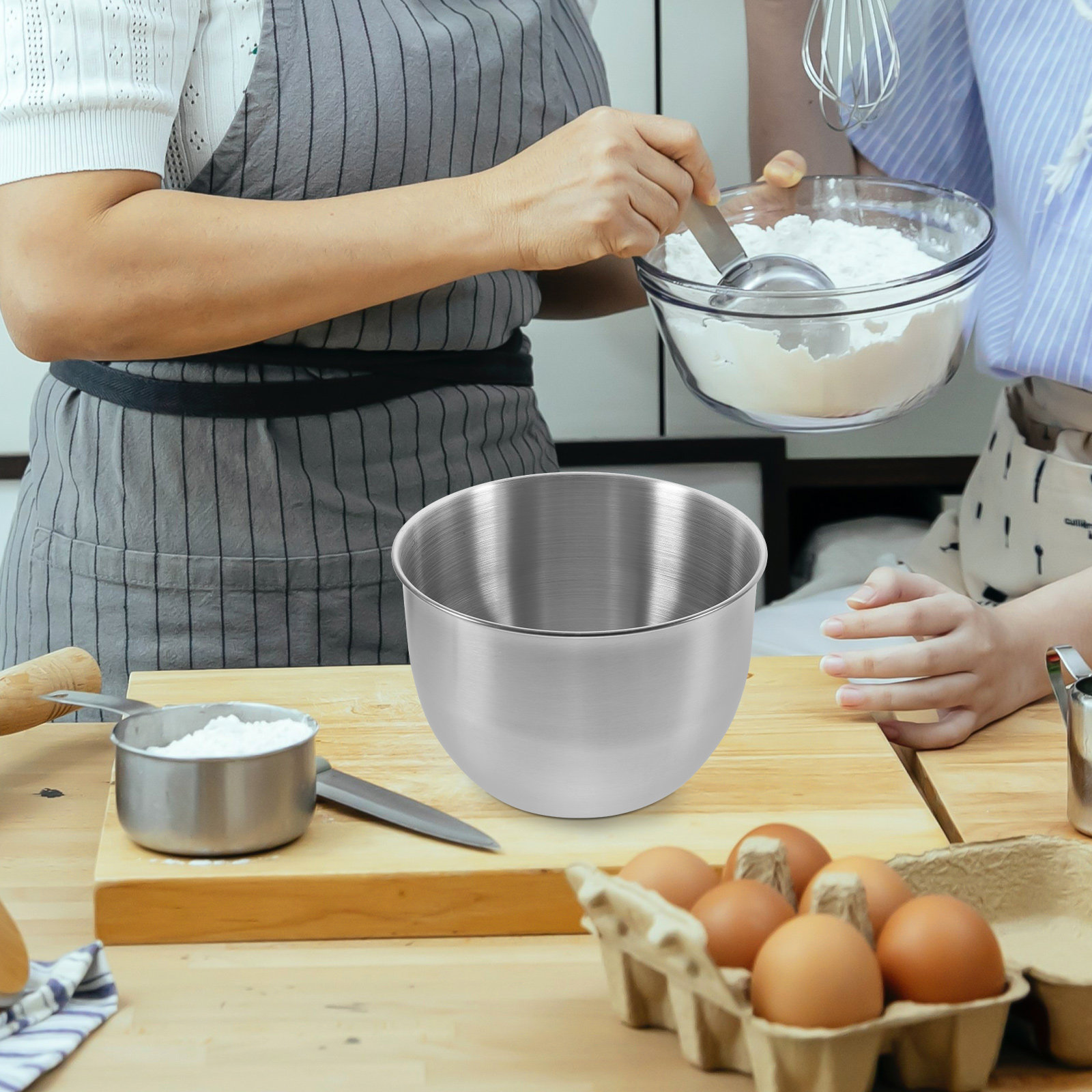 Food Storage Stainless Steel - Diepe roestvrijstalen mengkom, dikke metalen keukenkom