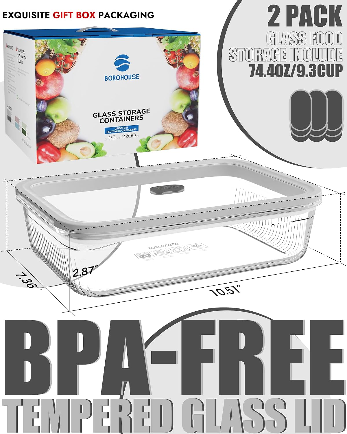 2-pack glazen voedselbewaarcon - Food Storage Prep Containers recensie en prijs