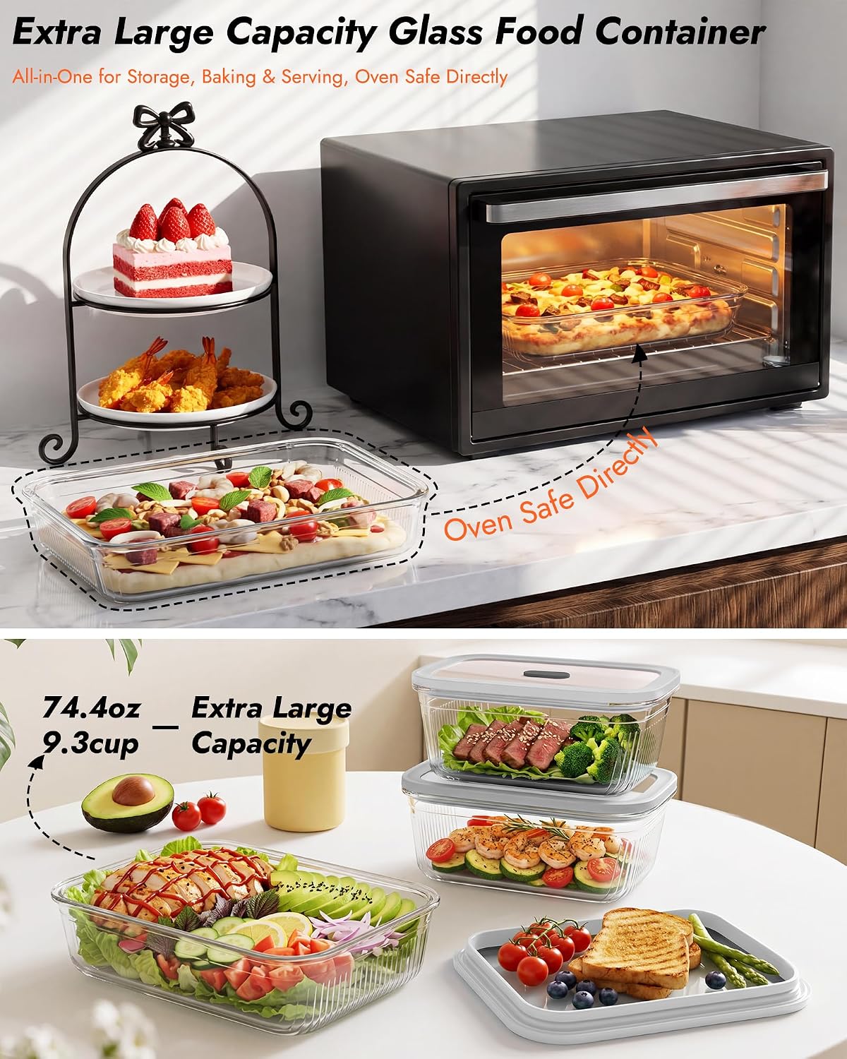 2-pack glazen voedselbewaarcon - Food Storage Prep Containers recensie en prijs