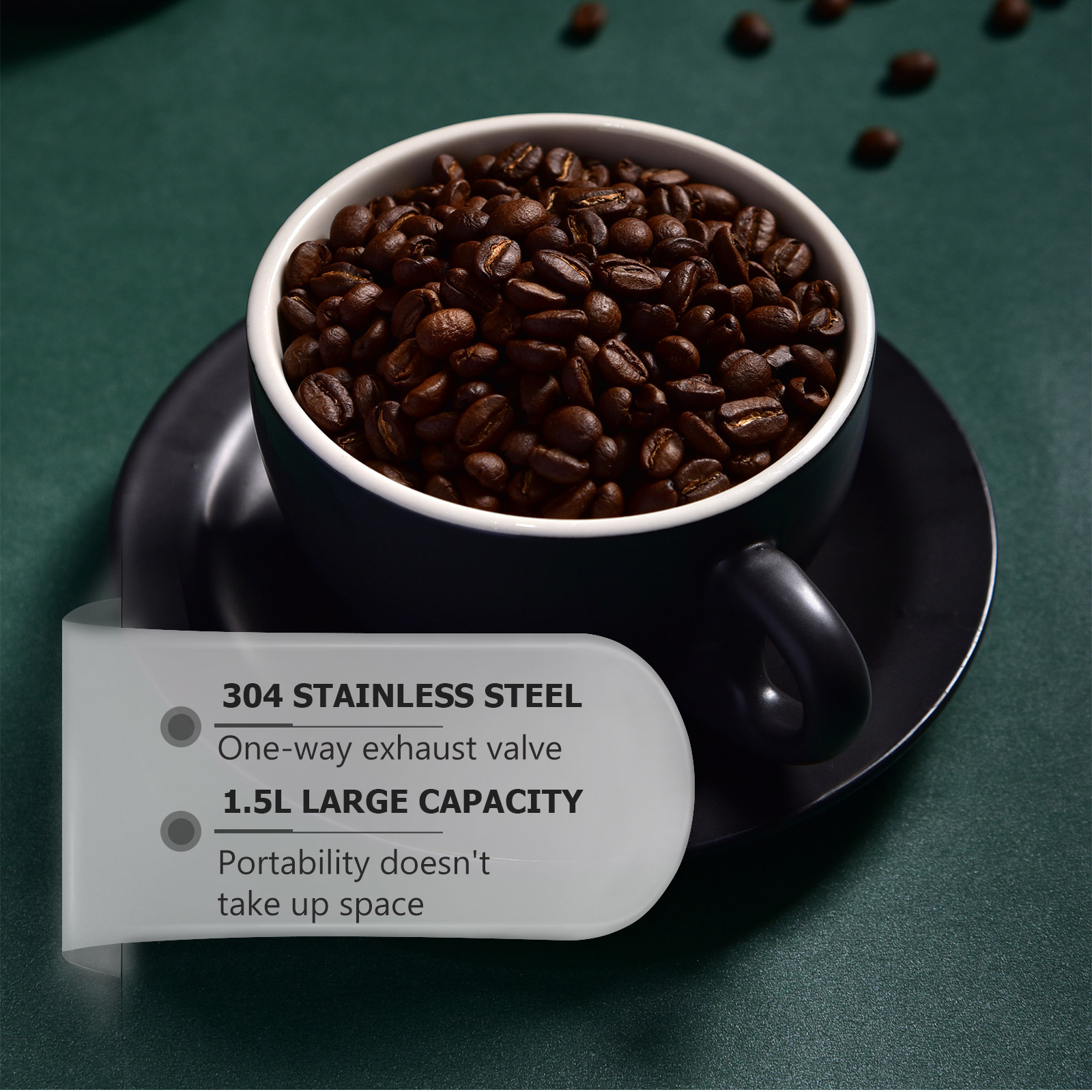 1 Stuks Koffiebonen Afgesloten - Food Storage Stainless Steel recensie en prijs
