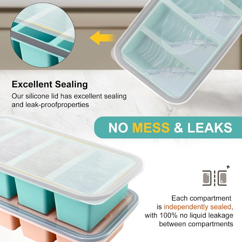Siliconen vriesvormen met deks - Food Storage Prep Containers recensie en prijs