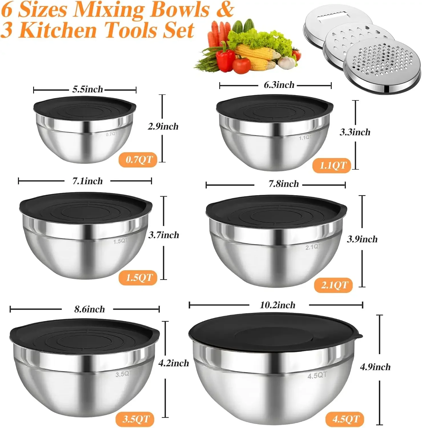 6-delige roestvrijstalen mengk - Food Storage Stainless Steel recensie en prijs